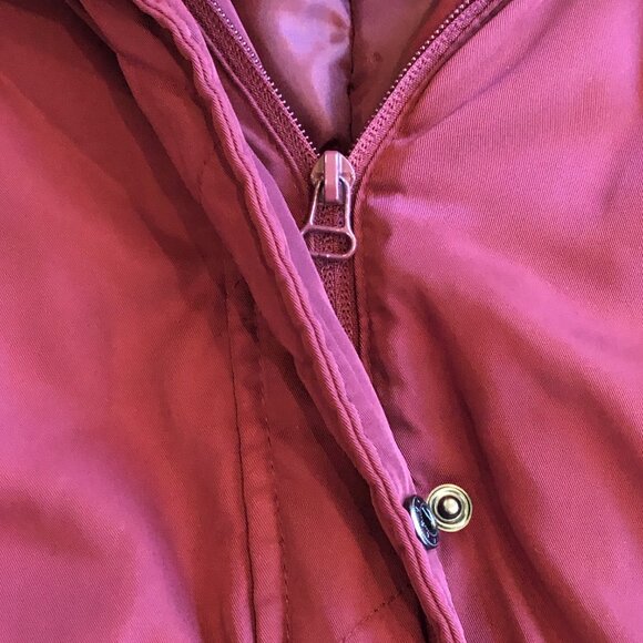 A New Day Mid-Length Hooded Puffer Quilted Maroon/Burgundy Jacket Coat - Picture 3 of 11